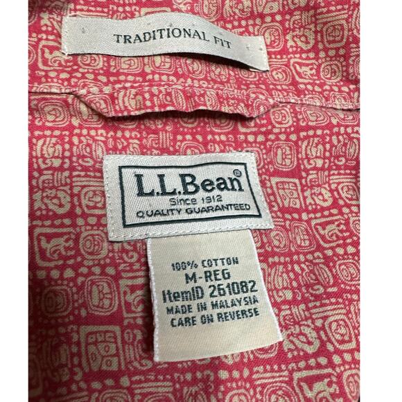 L.L.Bean Traditional Fit Men's M-Reg Red Short Sleeve Button Down Casual Shirt - Picture 4 of 4